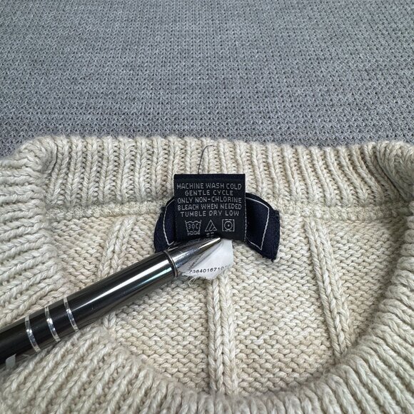 Dockers Mens Size Large Beige Oatmeal Ribbed Knit Crewneck Sweater Long Sleeve - Picture 6 of 10